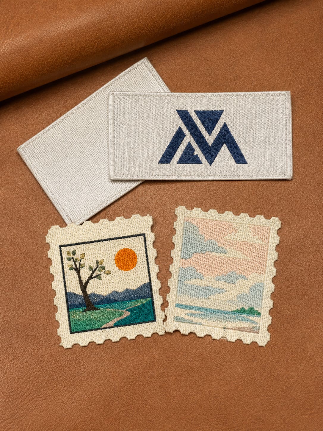 Woven size label with clean typographic design