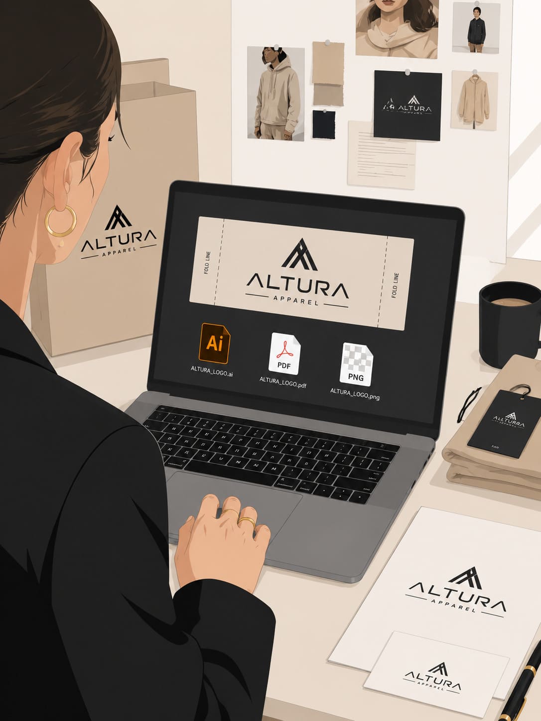 Designer uploading brand logo artwork file