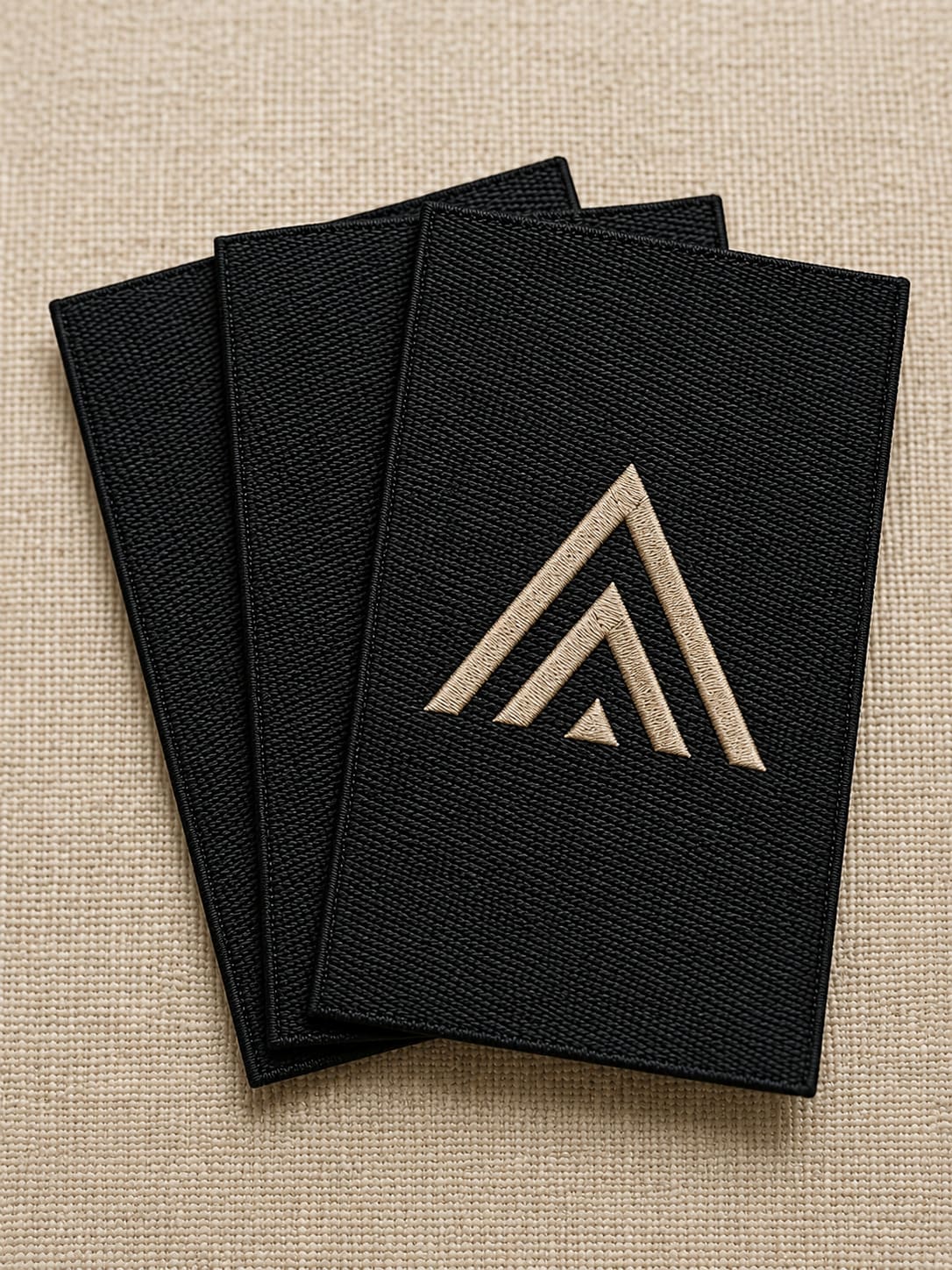 Main brand woven label with metallic thread detail