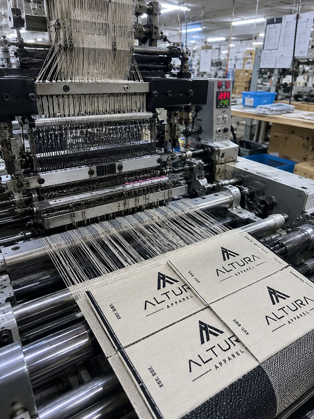Woven label loom machine producing high-quality custom labels